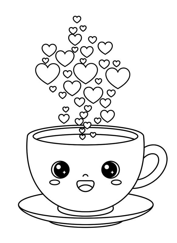 Teacup Filled with Heart-Shaped Steam