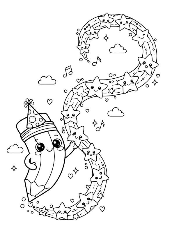 Pencil Drawing Happy Star Trails