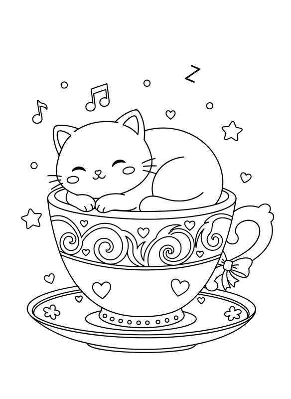 Sleepy Kitty Teacup Cuddle
