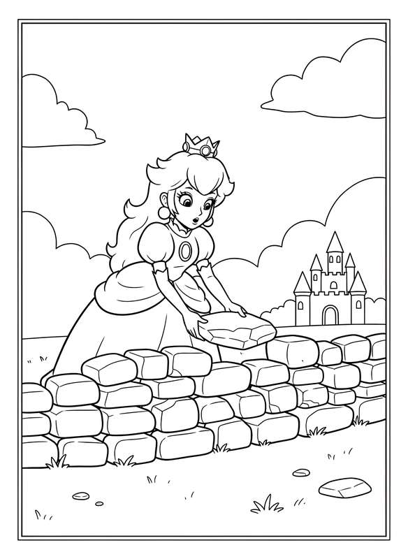 Peach Builds a Sturdy Stone Barrier