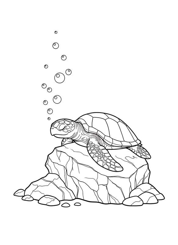 Turtle Nap Under Bubbles
