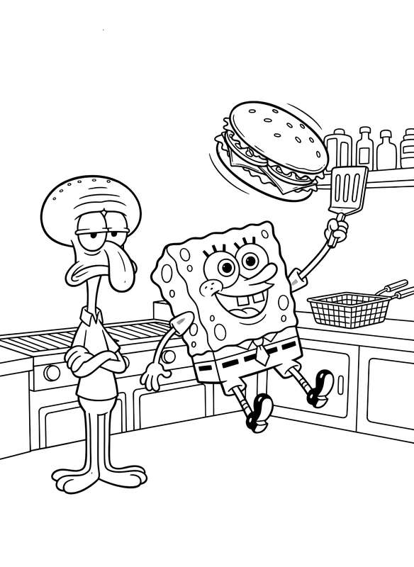 Krabby Patty Flip-Out with Squidward