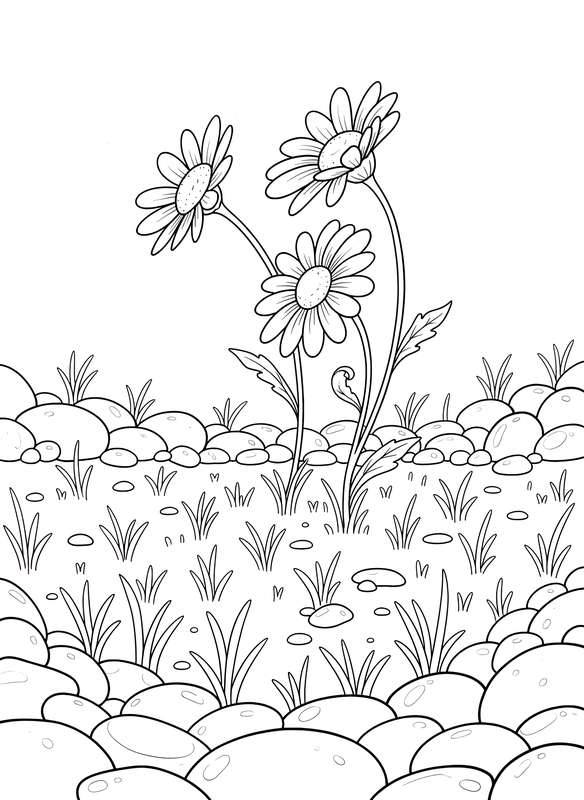 Three Sisters in a Stone-Bordered Meadow