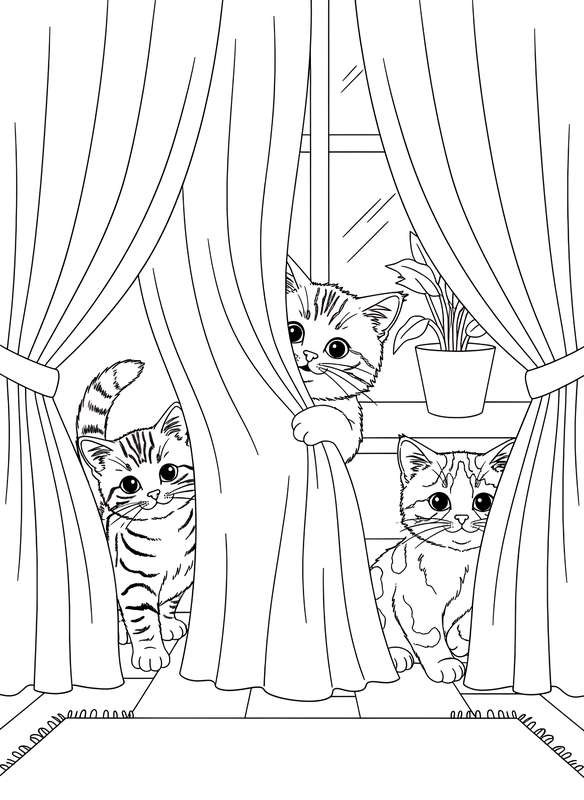 Curtain Chaos: Peek-a-Boo Trio